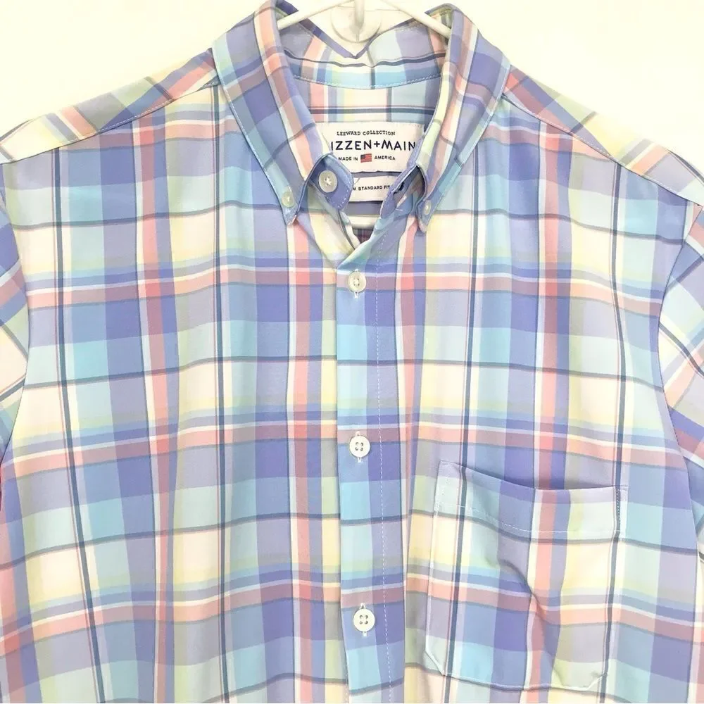 Mizzen + Main Leeward Collection Pastel Plaid Standard Fit Button Down Shirt